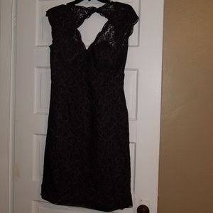 Open back grey lace dress